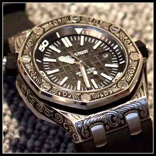 オーデマピゲ メンズ 42mm シースルーバック 自動巻き腕時計 15703