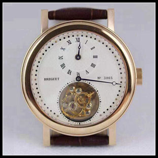ブレゲ BREGUET メンズ 42mm シースルーバック 手巻き式腕時計