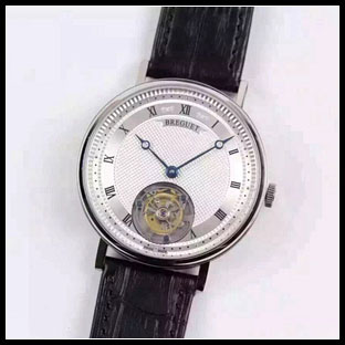 ブレゲ BREGUET メンズ 41mm シースルーバック 手巻き式腕時計
