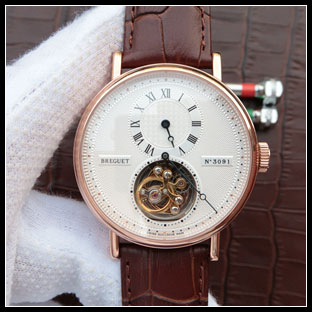 ブレゲ BREGUET メンズ 42mm シースルーバック 手巻き式腕時計