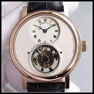 ブレゲ BREGUET メンズ 42mm シースルーバック 手巻き式腕時計