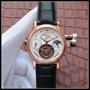 ブレゲ BREGUET メンズ 42mm シースルーバック 手動巻き式腕時計