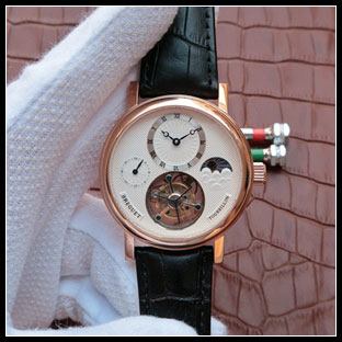 ブレゲ BREGUET メンズ 42mm シースルーバック 手動巻き式腕時計