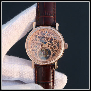 ブレゲ BREGUET メンズ 40mm シースルーバック 手動巻き式腕時計