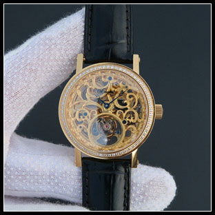 ブレゲ BREGUET メンズ 40mm シースルーバック 手動巻き式腕時計