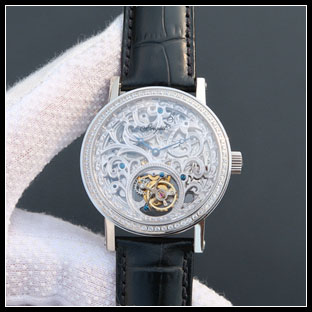 ブレゲ BREGUET メンズ 40mm シースルーバック 手動巻き式腕時計
