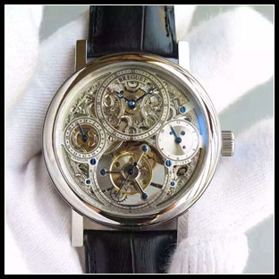 ブレゲ BREGUET メンズ 42mm シースルーバック 手巻き式腕時計
