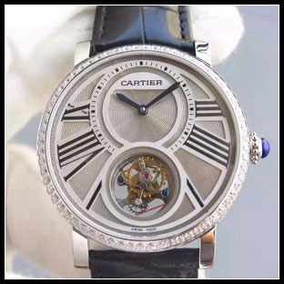 カルティエ メンズ 42mm シースルーバック 手巻き式腕時計