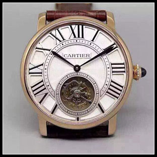 カルティエ メンズ 42mm シースルーバック 手巻き式腕時計