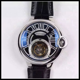 カルティエ メンズ 46mm シースルーバック 手巻き式腕時計 W6920104