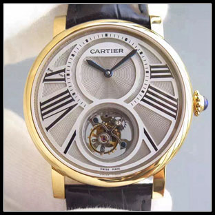 カルティエ メンズ 42mm シースルーバック 手巻き式腕時計