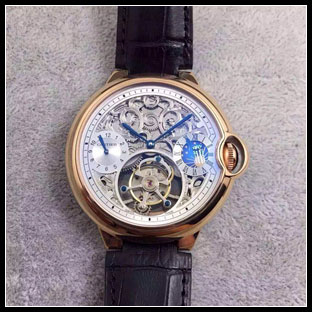 カルティエ メンズ 46mm シースルーバック 手巻き式腕時計 WE9002Z3