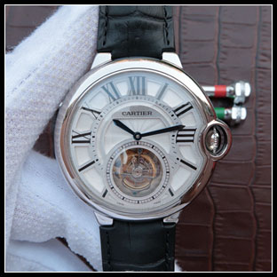 カルティエ メンズ 44mm シースルーバック 手巻き式腕時計
