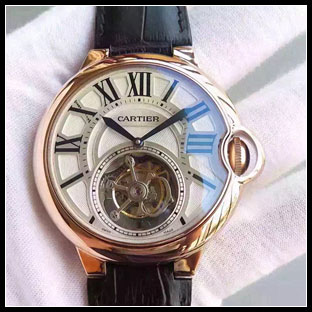 カルティエ メンズ 46mm シースルーバック 手巻き式腕時計 W6920104