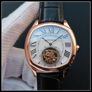 カルティエ メンズ 41mm シースルーバック 手巻き式腕時計