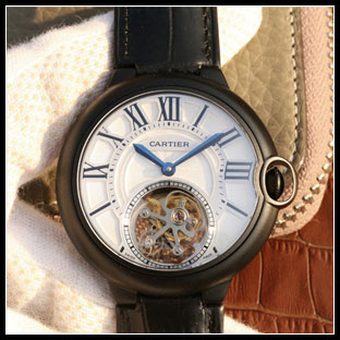 カルティエ メンズ 42mm シースルーバック 手巻き式腕時計