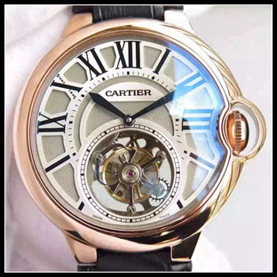 カルティエ シースルーバック メンズ 46mm 手巻き式腕時計