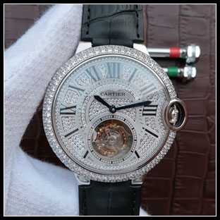 カルティエ メンズ 46mm シースルーバック 手巻き式腕時計