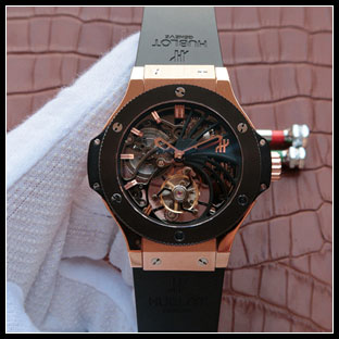ウブロ メンズ シースルーバック 44mm 手巻き式腕時計