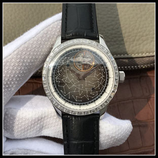 ジャガールクルト メンズ 44mm シースルーバック 手巻き式腕時計