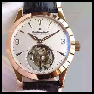 ジャガールクルト メンズ 43mm シースルーバック 手巻き式腕時計