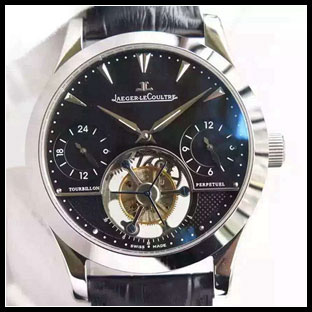 ジャガールクルト メンズ 43mm シースルーバック 手巻き式腕時計