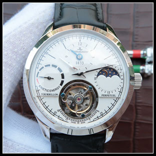 ジャガールクルト メンズ 41mm  シースルーバック 手巻き式腕時計