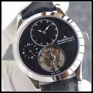 ジャガールクルト メンズ 42mm シースルーバック 手巻き式腕時計