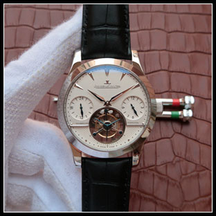 ジャガールクルト メンズ 43mm シースルーバック 手巻き式腕時計