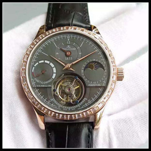 ジャガールクルト メンズ 41mm シースルーバック 手巻き式腕時計