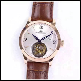 ジャガールクルト メンズ 42mm シースルーバック 手巻き式腕時計