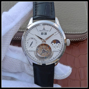 ジャガールクルト メンズ 42mm シースルーバック 手巻き式腕時計 1558420