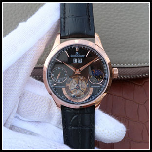 ジャガールクルト メンズ 42mm シースルーバック 手巻き式腕時計