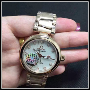 オメガ レディース 34mm 自動巻き腕時計 425.65.34.20.51.001