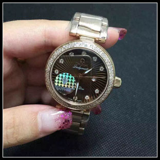 オメガ シースルーバック レディース 34mm 自動巻き腕時計 425.65.34.20.63.002