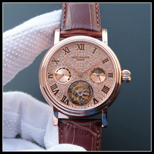 パテックフィリップ メンズ 42mm シースルーバック腕時計