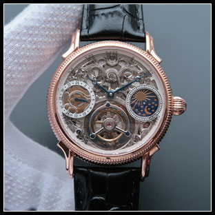 パテックフィリップ メンズ 42mm シースルーバック 手巻き式腕時計