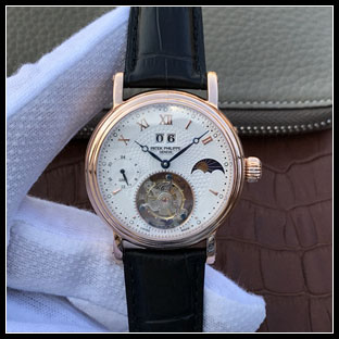 パテックフィリップ メンズ 42mm シースルーバック 手巻き式腕時計
