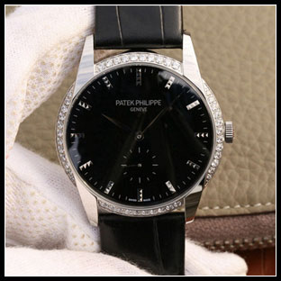 パテックフィリップ メンズ 40mm シースルーバック 手巻き式腕時計 7122R-001