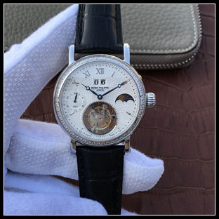 パテックフィリップ メンズ 42mm シースルーバック 手巻き式腕時計