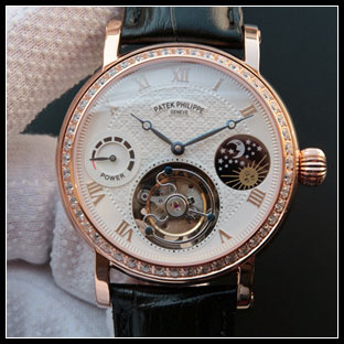 パテックフィリップ メンズ 42mm シースルーバック 手巻き式腕時計