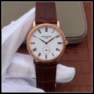 パテックフィリップ メンズ 38mm シースルーバック 手巻き式腕時計