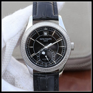 パテックフィリップ メンズ 40mm シースルーバック 自動巻き腕時計 5205G-001