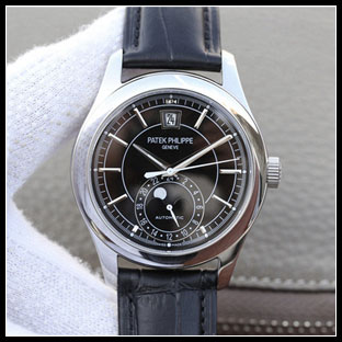 パテックフィリップ メンズ 40mm シースルーバック 自動巻き腕時計 5205G-001