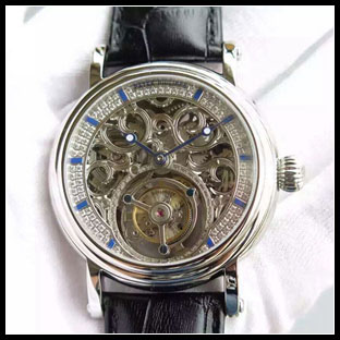 パテックフィリップ メンズ 42mm シースルーバック 手巻き式腕時計