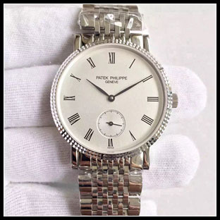 パテックフィリップ メンズ 36mm シースルーバック 手巻き式腕時計