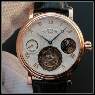 パテックフィリップ メンズ 42mm シースルーバック 手巻き式腕時計
