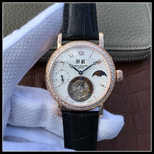 パテックフィリップ メンズ 42mm シースルーバック 手巻き式腕時計