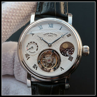 パテックフィリップ メンズ 42mm シースルーバック 手巻き式腕時計