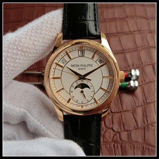 パテックフィリップ メンズ 40mm シースルーバック 自動巻き腕時計 5205R-001